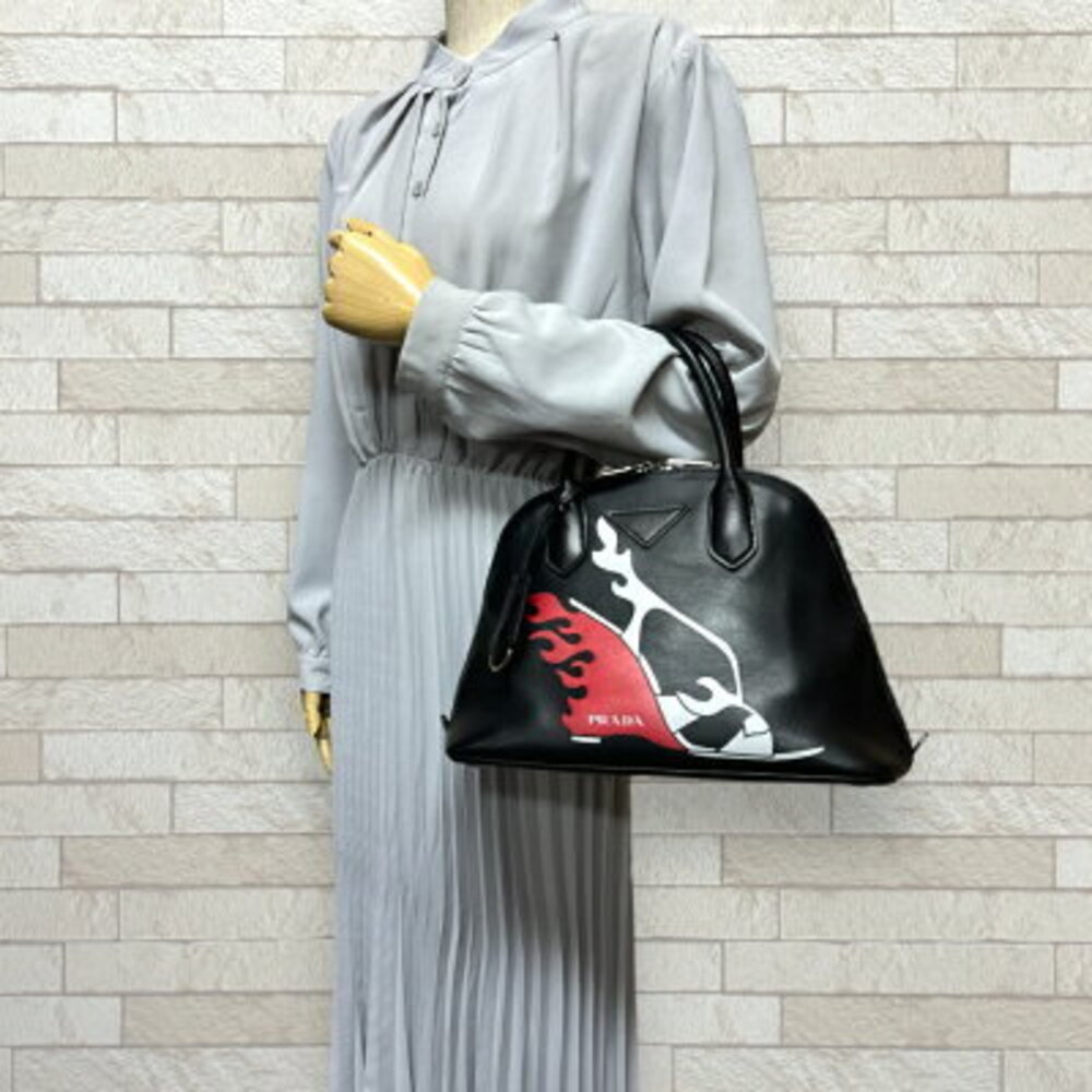 Prada Black Burning Flame Heels Promenade Handbag - Picture 2 of 7